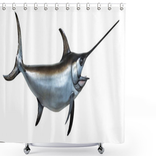 Personality  Mounted Large Silver Swordfish Shower Curtains