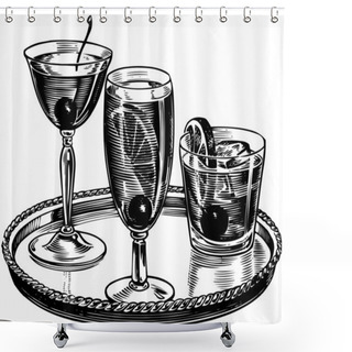 Personality  Tray Of Cocktails Shower Curtains