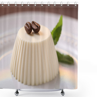 Personality  Tasty Panna Cotta Dessert On Plate, Close Up  Shower Curtains