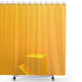 Personality  Yellow Studio Background, Cubic Pedestal, Abstract Geometric Shape Group Set, 3d Rendering, Scene With Geometrical Forms, Minimal Mockup Shower Curtains