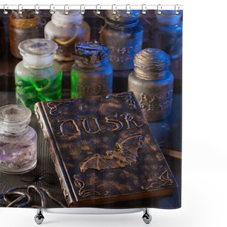 Personality  Magic Book Witch Apothecary Jars Potions Halloween Decoration Shower Curtains