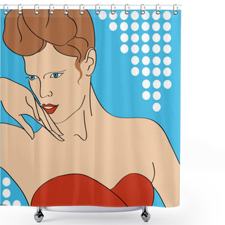 Personality  Vector Portrait Of A Girl. Shower Curtains