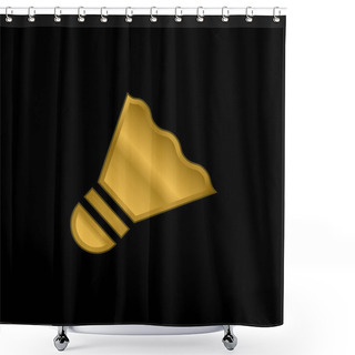 Personality  Badminton Gold Plated Metalic Icon Or Logo Vector Shower Curtains