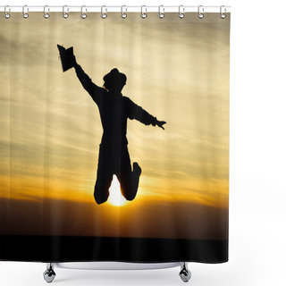 Personality  Apiarist Jumping At Susnset Shower Curtains
