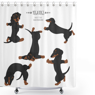 Personality  Yoga Dogs Poses And Exercises. Dachshund Clipart Shower Curtains