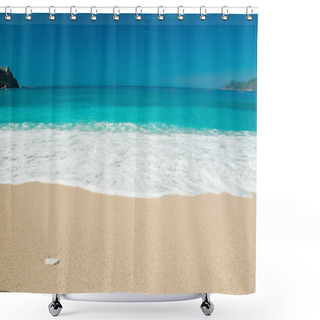 Personality  Beautiful Surf On The Beach. Mountains On The Horizon. Shower Curtains