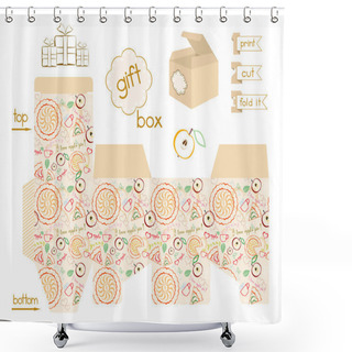 Personality  Printable Gift Box Apple Pie Pattern Shower Curtains