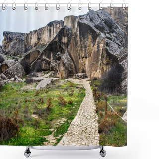 Personality  Gobustan National Park Ancient Rocks Shower Curtains