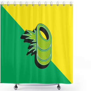 Personality  Bamboo Plant From Japan Green And Yellow Modern 3d Vector Icon Logo Shower Curtains