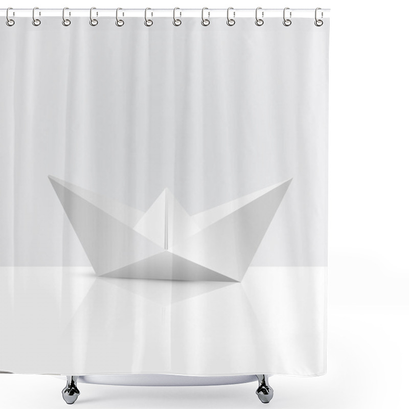 Personality  Vector Illustration Of Paper Boat. Shower Curtains