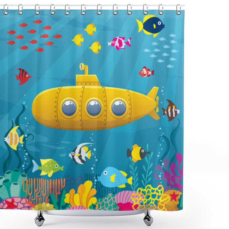 Personality  Cartoon Submarine Background Shower Curtains