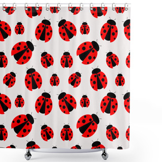 Personality  Seamless Vector Pattern With Insects, Chaotic Background With Bright Close-up Ladybugs Shower Curtains