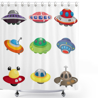 Personality  Cartoon Ufo Spaceship Icon Set Shower Curtains