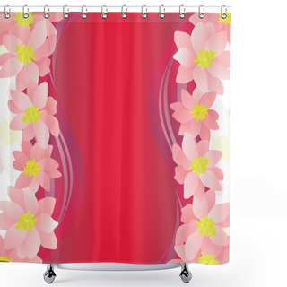 Personality  Pink Flowers Border On Dark Magenta Background Shower Curtains