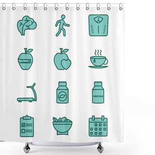 Personality  12 Icon Set Of Health For Personal And Commercial Use... Shower Curtains