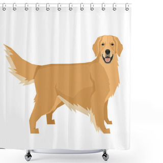 Personality  Dog Collection Golden Retriever Geometric Style Isolated Object Shower Curtains