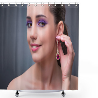 Personality  Beautiful Woman With Jewellery In Fashion Concept Shower Curtains