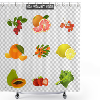 Personality  Vitamin C In Food Shower Curtains