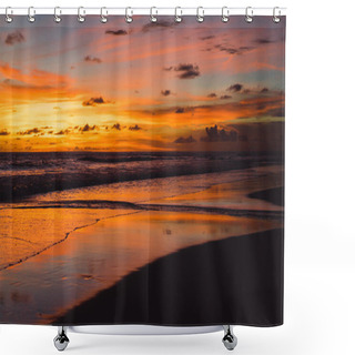 Personality  Sunset On The Ocean. Beautiful Bright Sky, Reflection In Water, Waves. Shower Curtains