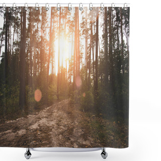 Personality  Sunrise In Forest Shower Curtains