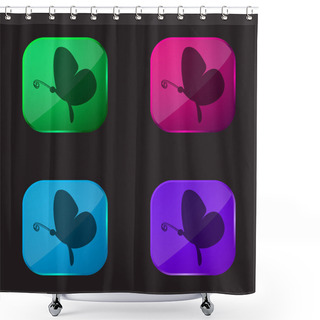 Personality  Black Butterfly Side View Four Color Glass Button Icon Shower Curtains