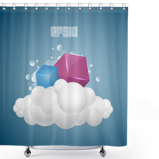 Personality  Vector Background With Cubes On Cloud. Shower Curtains