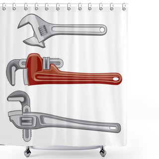 Personality  Adjustable Plumbing And Pipe Wrenches Shower Curtains