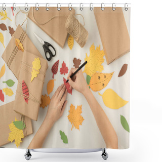 Personality  Woman Handcrafting Autumn Gifts Shower Curtains