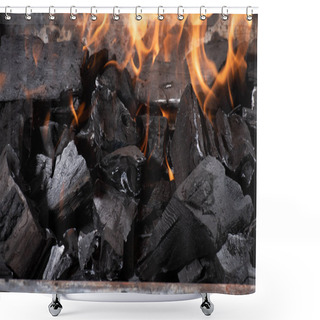 Personality  Bright Burning Black Coals In Iron Barbecue Grill Shower Curtains