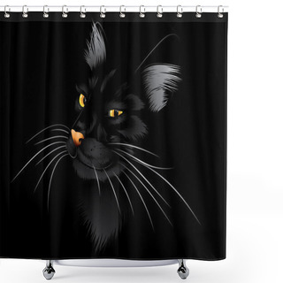 Personality  Black Cat In The Dark Shower Curtains