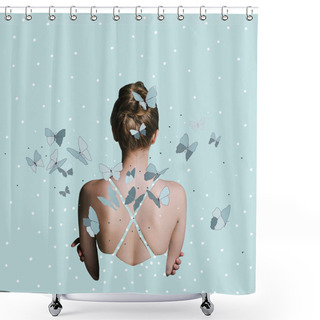 Personality  Woman With Slim Body Shower Curtains