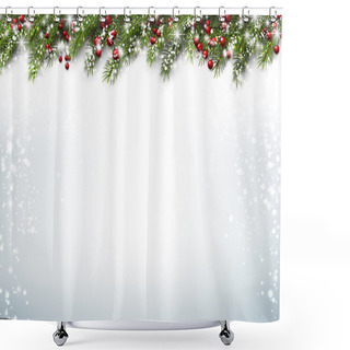 Personality  Christmas Background With Fir Branches. Shower Curtains