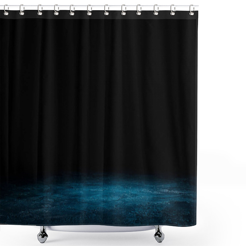 Personality  dark blue shabby wooden background on black shower curtains