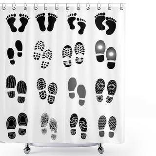 Personality  Foot Prints Icons Set Shower Curtains