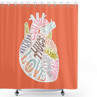 Personality  Lettering In Heart Poster Shower Curtains