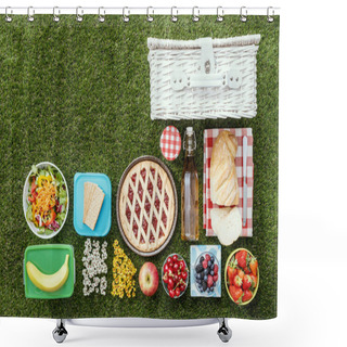 Personality  Picnic On The Grass Shower Curtains