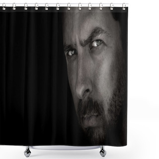 Personality  Dark Portrait Of Scary Man With Evil Eyes Shower Curtains