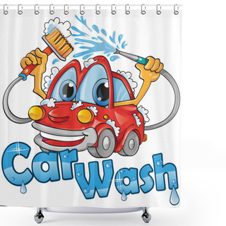 Personality  Car Wash Service Shower Curtains