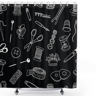 Personality  Seamless Pattern Of Sewing Kit Shower Curtains