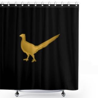 Personality  Bird Peasant Animal Shape Gold Plated Metalic Icon Or Logo Vector Shower Curtains