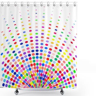 Personality  Abstract Circle With Rays Of  Multicolored Dots             Shower Curtains