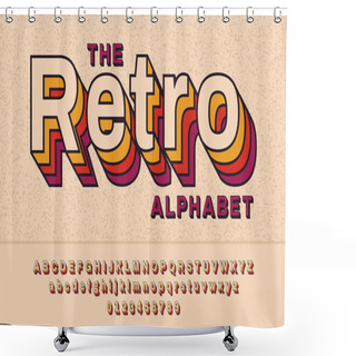 Personality   Retro Font 90's, 80's. With VHS Effect, Vector Abc Alphabet Shower Curtains