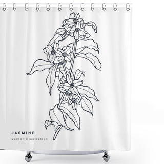 Personality  Hand Draw Vector Jasmine Flowers Illustration. Floral Wreath. Botanical Floral Card On White Background Shower Curtains