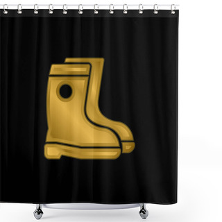 Personality  Boots Gold Plated Metalic Icon Or Logo Vector Shower Curtains