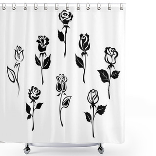 Personality  Beautiful Roses Set Shower Curtains