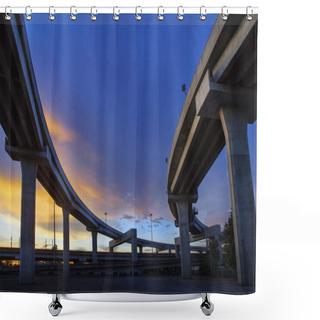 Personality  Concrete Structure Of Express Way Against Beautiful Dusky Sky Us Shower Curtains