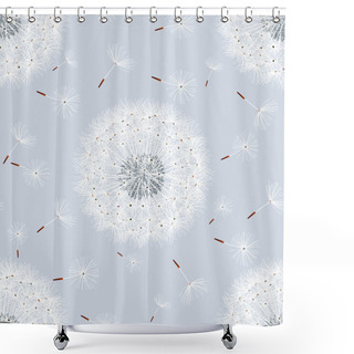 Personality  Seamless Pattern Grey With Flowers Dandelions Shower Curtains