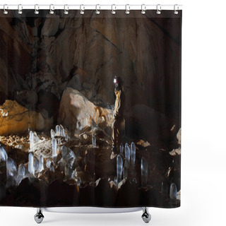 Personality  Caver In  Dachstein Mammut Cave. Shower Curtains
