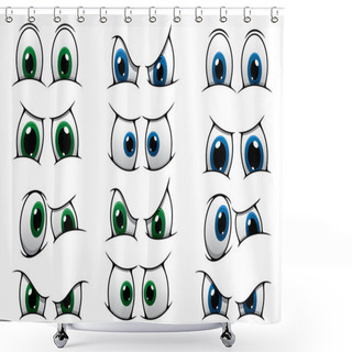 Personality  Set Of Cartoon Eyes Showing Various Expression Shower Curtains