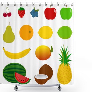 Personality  14 Fresh Fruit Icons Shower Curtains